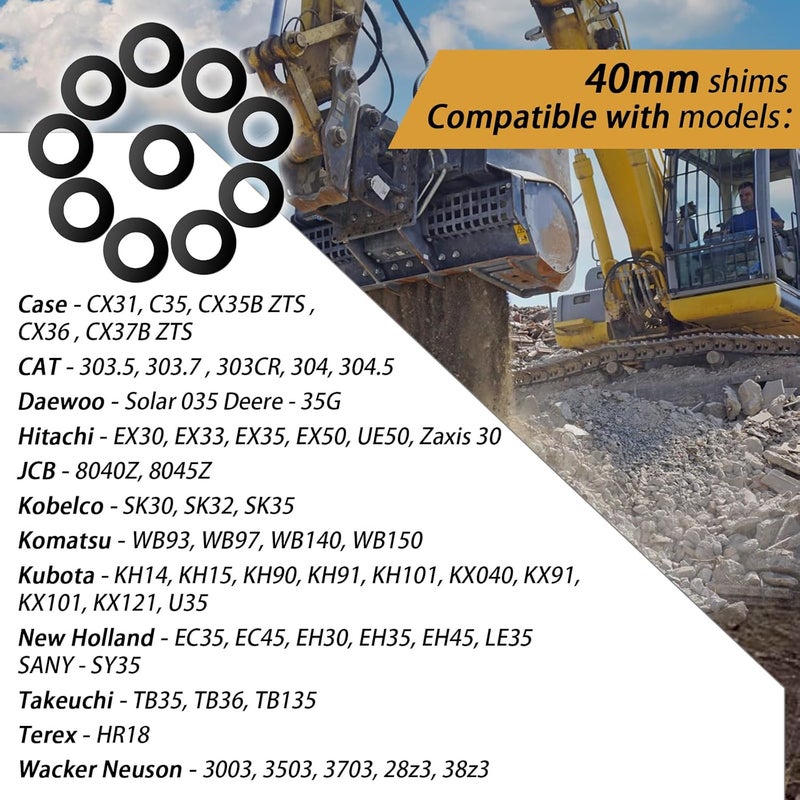 XTPTFABS 10PCS 40MM Excavator And Skid Steer Bucket Pin Shims Kit,Bucket Pin Shims Kit Compatible with Cat Kubota Deere Komatsu(40MM) - Image 2